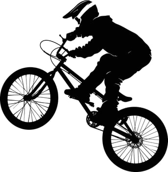 AI generated Silhouette bmx bike jumps in the air black color only full body vector