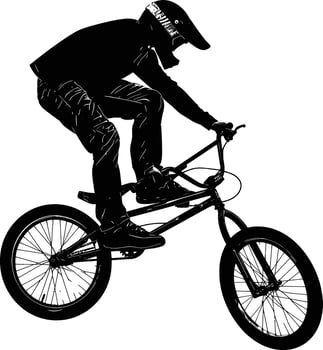 AI generated Silhouette bmx bike jumps in the air black color only full body vector