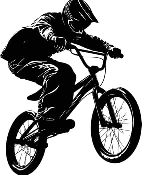 AI generated Silhouette bmx bike jumps in the air black color only full body vector