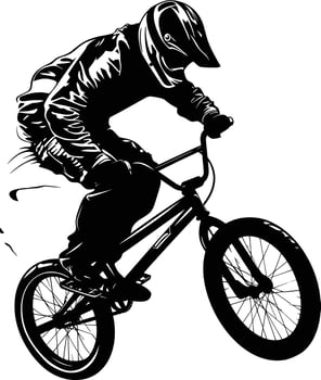 AI generated Silhouette bmx bike jumps in the air black color only full body vector