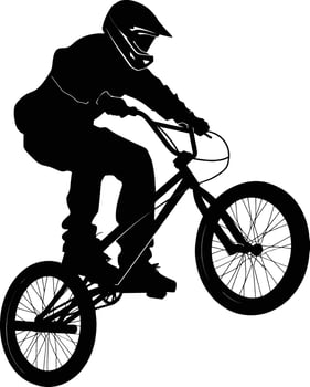 AI generated Silhouette bmx bike jumps in the air black color only full body vector