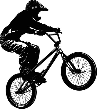 AI generated Silhouette bmx bike jumps in the air black color only full body vector