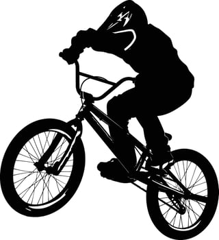 AI generated Silhouette bmx bike jumps in the air black color only full body vector