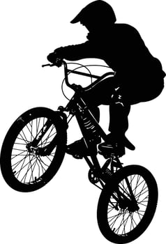 AI generated Silhouette bmx bike jumps in the air black color only full body vector