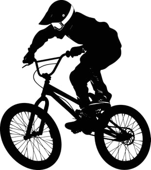 AI generated Silhouette bmx bike jumps in the air black color only full body vector
