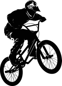 AI generated Silhouette bmx bike jumps in the air black color only full body vector