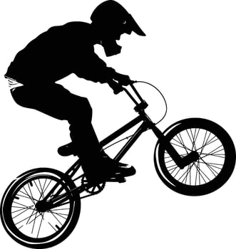 AI generated Silhouette bmx bike jumps in the air black color only full body vector