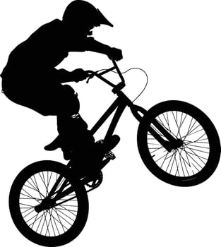 AI generated Silhouette bmx bike jumps in the air black color only full body vector