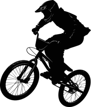 AI generated Silhouette bmx bike jumps in the air black color only full body vector