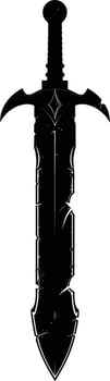 AI generated Silhouette dagger or mini short sword in mmorpg game black color only vector