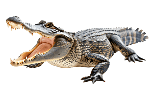 AI generated full body side view Large Crocodile open mouth PNG