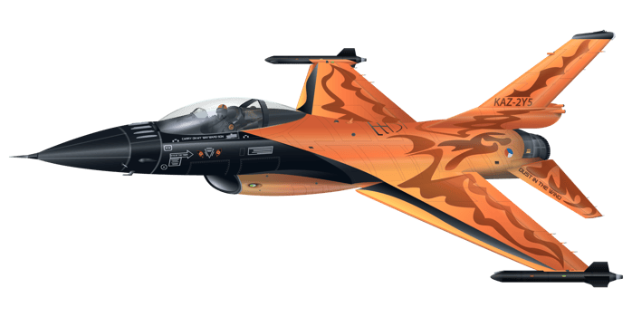 F-16 Fighting Falcon. Modern combat aircraft. Realistic style. Stylized image of a fighter jet on transparent background. png