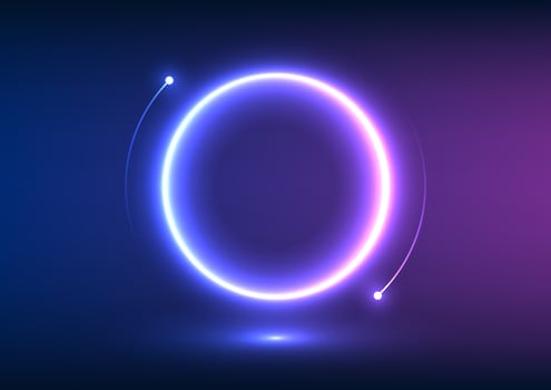 Abstract technology background Spherical geometric shapes that glow with neon lights. To give the image a dimension that is high-tech and modern, wallpaper, screen, presentation, illustration, vector