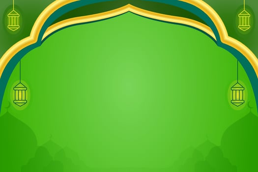 Green Islamic Plain Background with Gold Ornaments vector