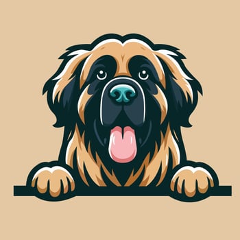 AI generated Leonberger peeking face illustration vector