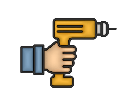 a 3d Drill And Hand on a transparent background png