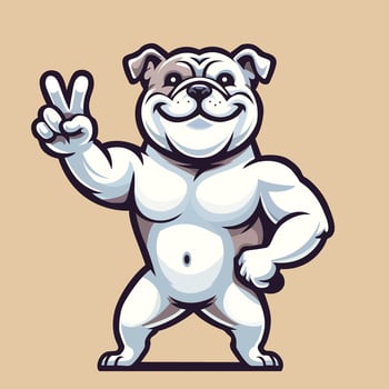 AI generated Bulldog's Peace Gesture Illustration Pro Vector