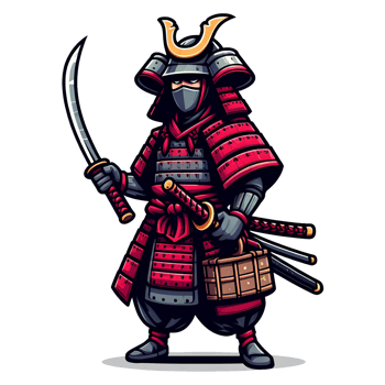 AI generated samurai warrior in cartoon style on transparent background png
