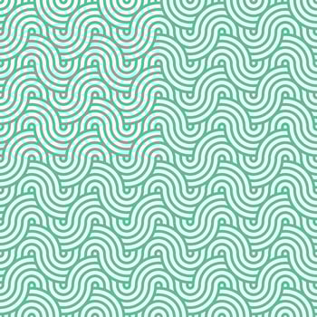 Green seamless abstract geometric japanese circles lines and waves pattern vector