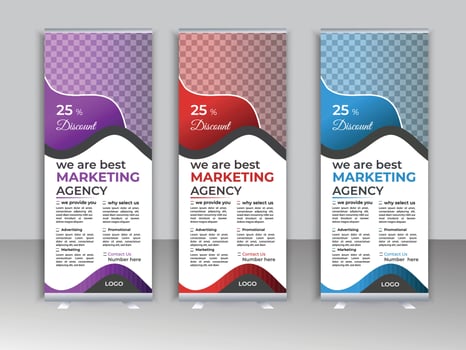 Modern business conference roll-up banner design. pro vector. vector