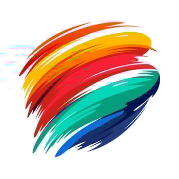 Colorful brush strokes in the form of a circle. Vector illustration
