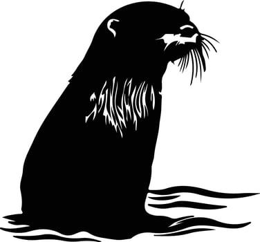 otter river black silhouette vector