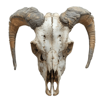 AI generated goat skull isolated on transparent background ,satanic symbol skull decoration ,generative ai png