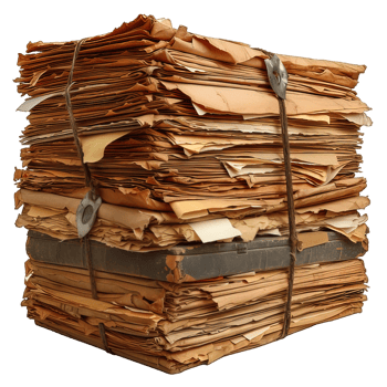 AI generated pile of old paper documents isolated on transparent background ,generative ai png