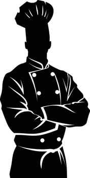 AI generated Silhouette chef black color only full body vector