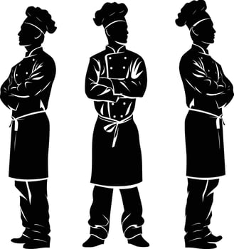 AI generated Silhouette chef black color only full body vector