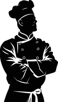 AI generated Silhouette chef black color only full body vector