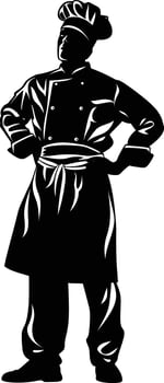 AI generated Silhouette chef black color only full body vector