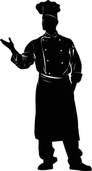 AI generated Silhouette chef black color only full body vector