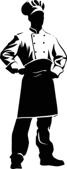 AI generated Silhouette chef black color only full body vector