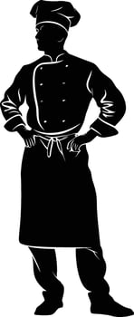 AI generated Silhouette chef black color only full body vector