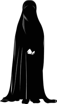 AI generated Silhouette cute little girl wearing hijab black color only vector