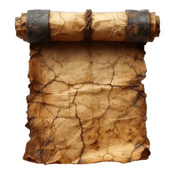 AI generated old paper scroll isolated on transparent background ,blank old paper scroll png ,generative ai
