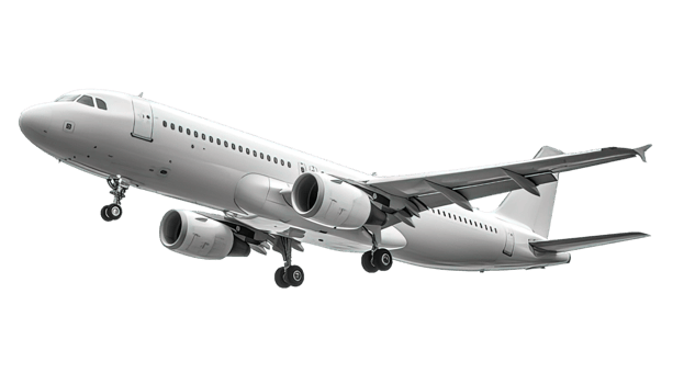 AI generated side view of commercial airplane isolated on transparent background, passenger plane, generative ai png
