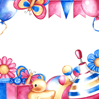 A frame with children's toys. Handmade watercolor illustration. For the design of children's books, birthday greetings and invitation cards. For flyers, labels and packages of children's goods. png