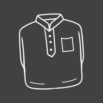 an Islam blue shirt with a white collar and white necktie. Vecor Icon in Black and White or Grayscale Color Background. vector