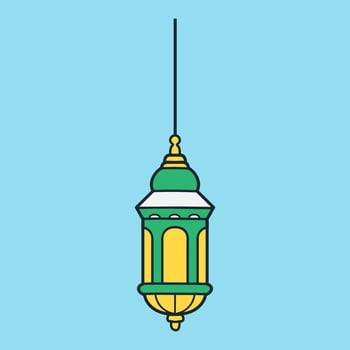 Green and Yellow Light Lantern for Illustration vector icon related Islamic Eid Day.