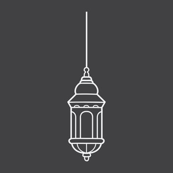 Green and Yellow Light Lantern for Illustration vector icon related Islamic Eid Day in Black and White or Grayscale Color Background.