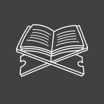 a book of al-qur'an or koran on a wooden stand with black and white or grayscale color background vector