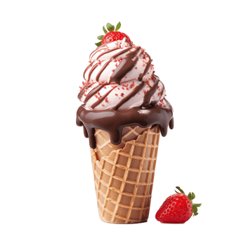 Chocolate cone ice cream isolated on transparent background png