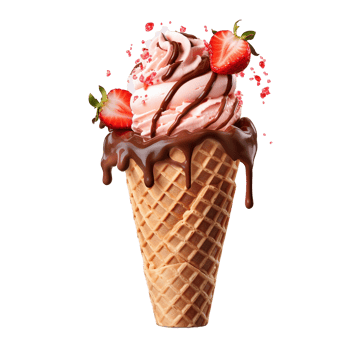 Chocolate cone ice cream isolated on transparent background png
