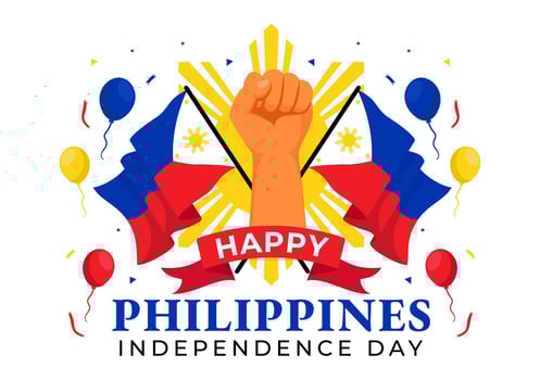 Philippines Independence Day Vector Illustration on 12 June with Waving Flag and Ribbon in National Holiday Celebration Flat Cartoon Background