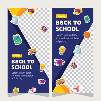 Vertical banner or stories social media template about education vector