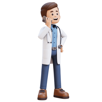 3D Doctor Character Talking on phone call. Suitable for Medical content png