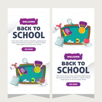 Education school stories social media template design vector