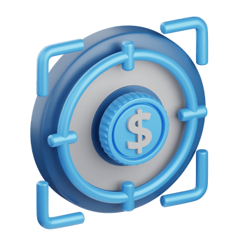 3d rendering target isolated useful for business, analytics, web, money and finance design element png